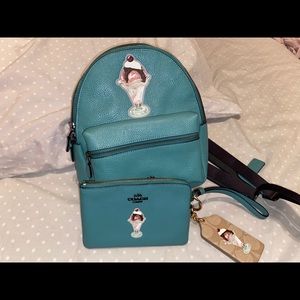 coach mini backpack and wallet